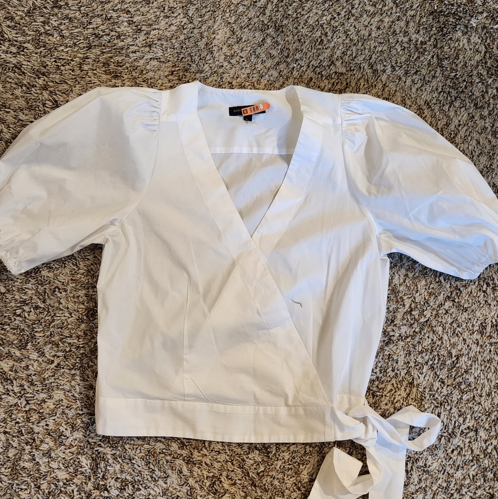 Banana Republic Elegant White Wrap Top